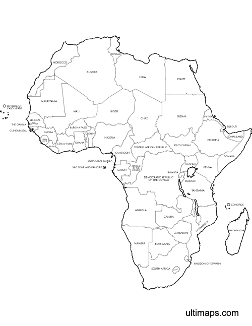 Preview of Labeled Map of Africa (A4)