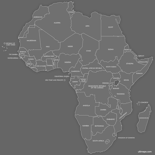 Preview of Labeled Map of Africa (Dark)