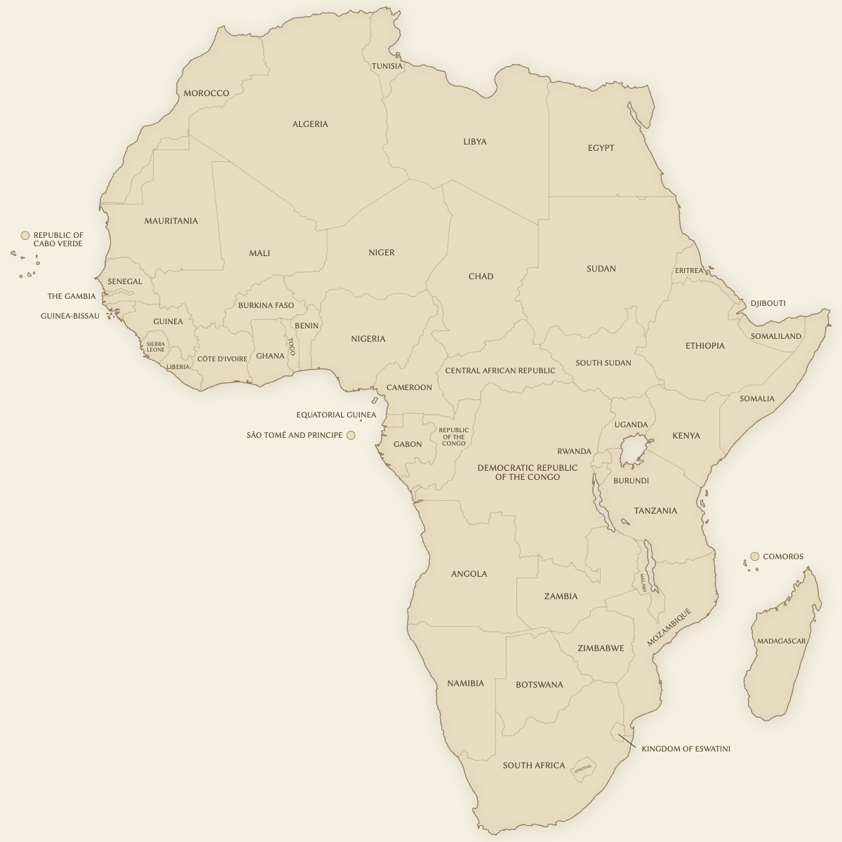 Styled Map of Africa (Vintage Theme)