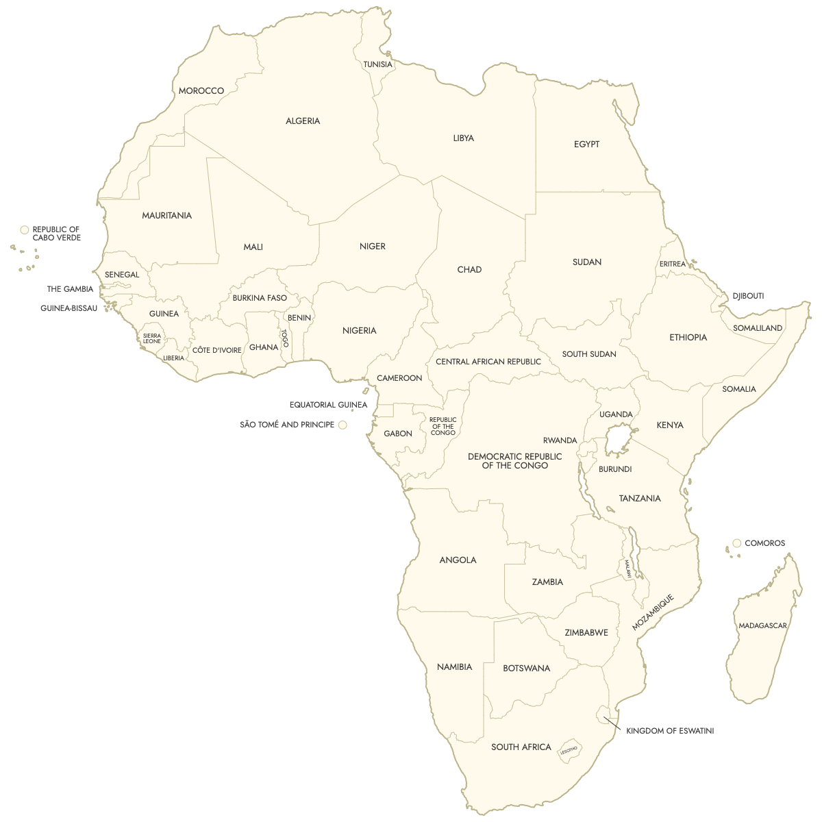 Unstyled Map of Africa With Labels
