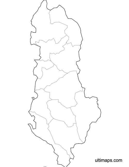 Preview of Blank Map of Albania Counties (A4)
