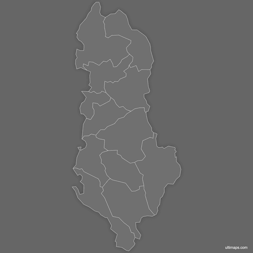 Preview of Blank Map of Albania Counties (Dark)