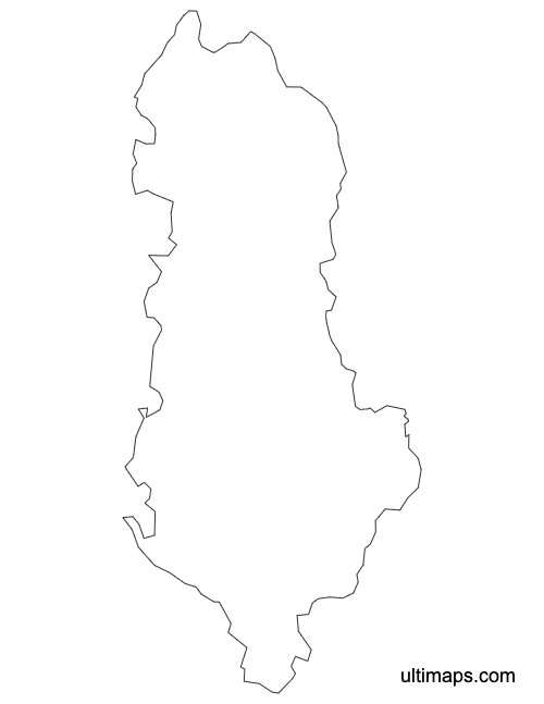Preview of Outline Map of Albania Counties (A4)