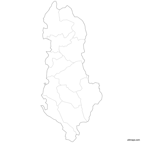 Preview of Outlined Map of Albania Counties