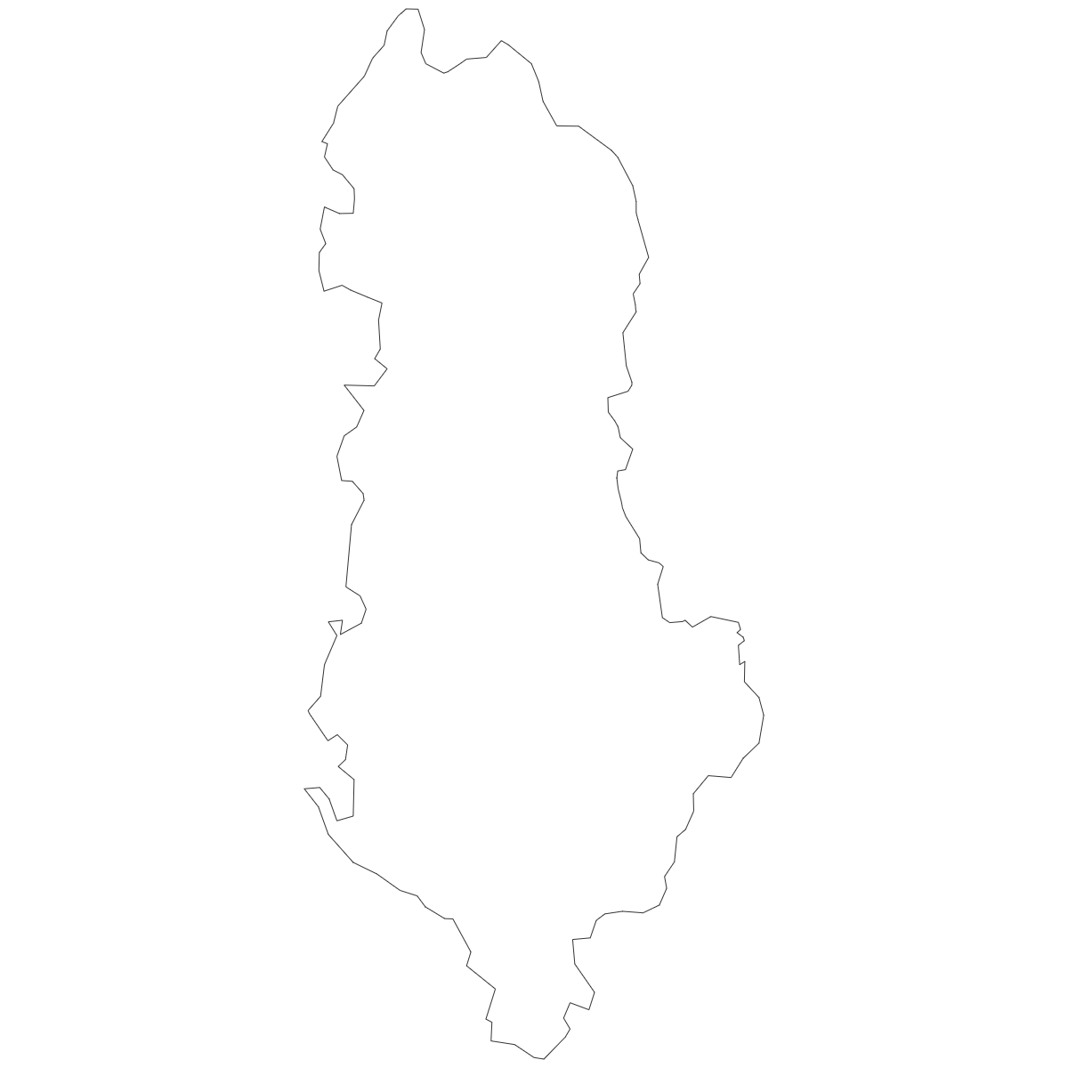 Outline Map of Albania Counties
