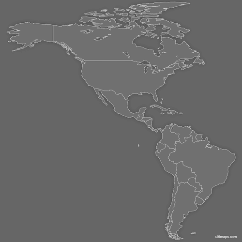 Preview of Blank Map of Americas (Dark)