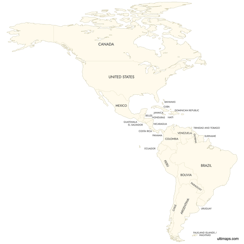 Preview of Labeled Map of Americas
