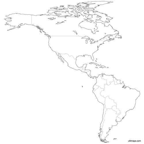 Preview of Outlined Map of Americas