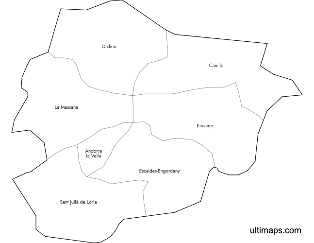 Preview of Labeled Map of Andorra Parishes (A4)