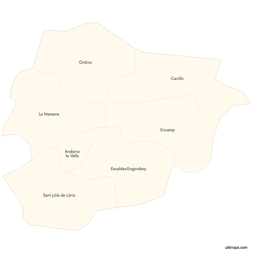 Preview of Labeled Map of Andorra Parishes