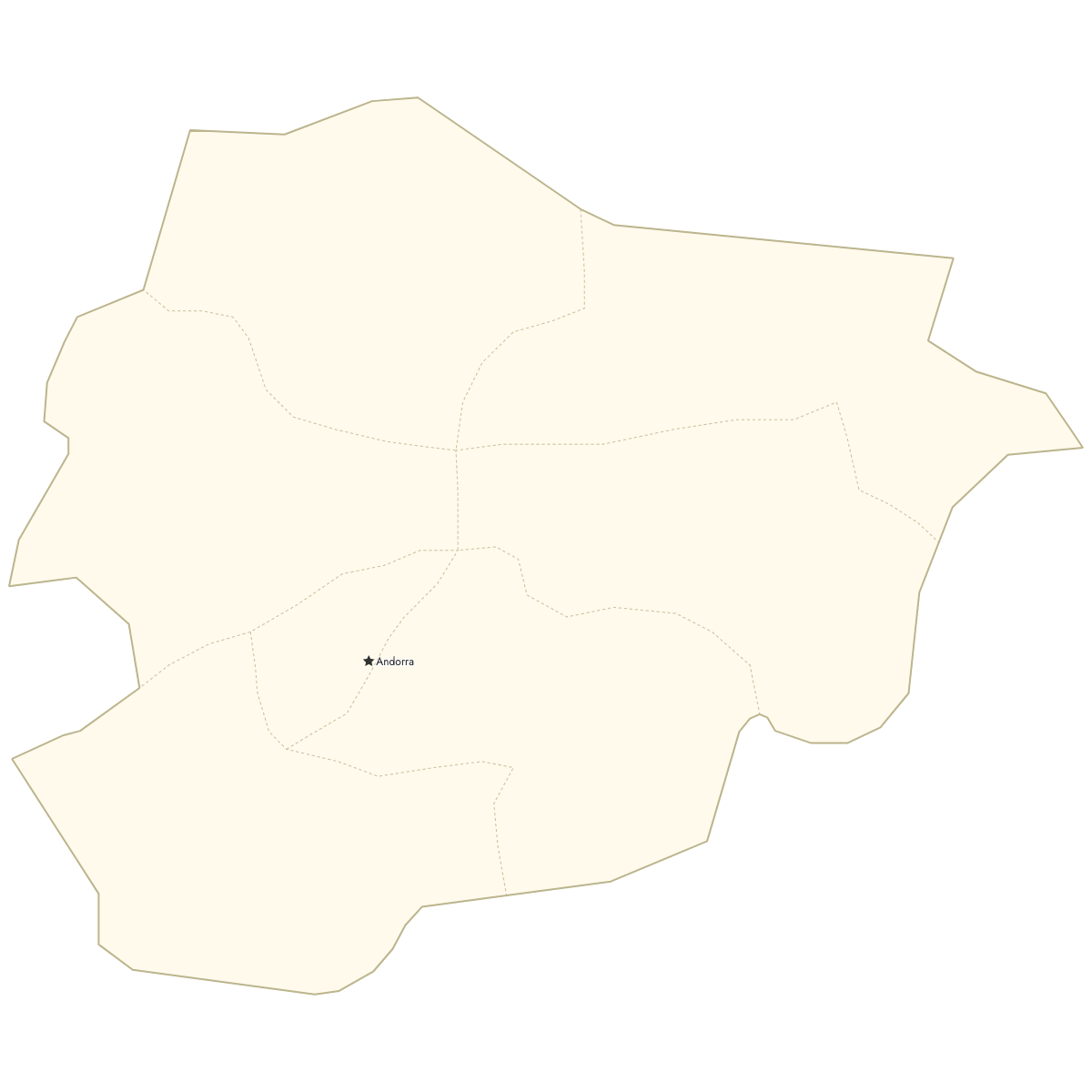 Custom Map of Andorra Parishes with Cities