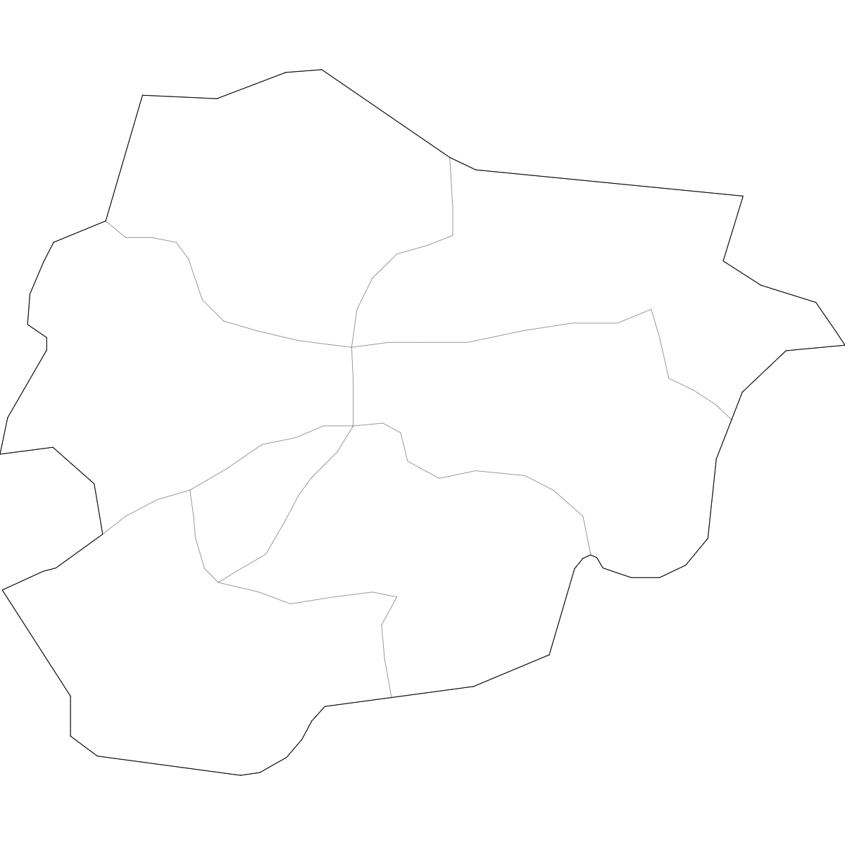 Wireframe Map of Andorra Parishes