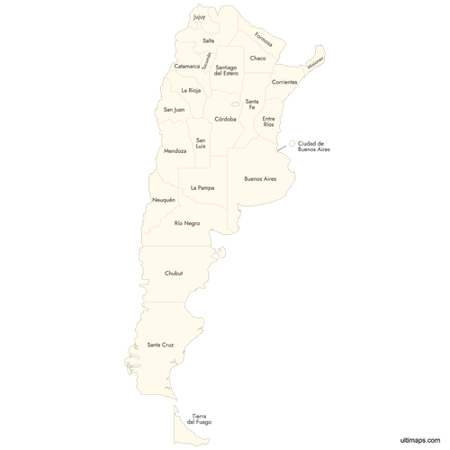 Preview of Labeled Map of Argentina Provinces