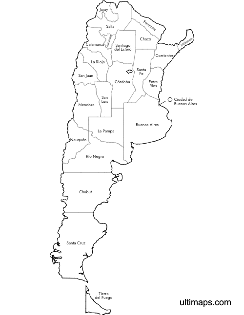 Preview of Labeled Map of Argentina Provinces (Letter)