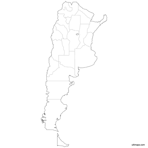 Preview of Outlined Map of Argentina Provinces