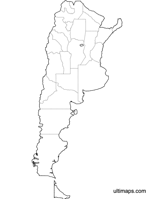 Preview of Outlined Map of Argentina Provinces (Letter)