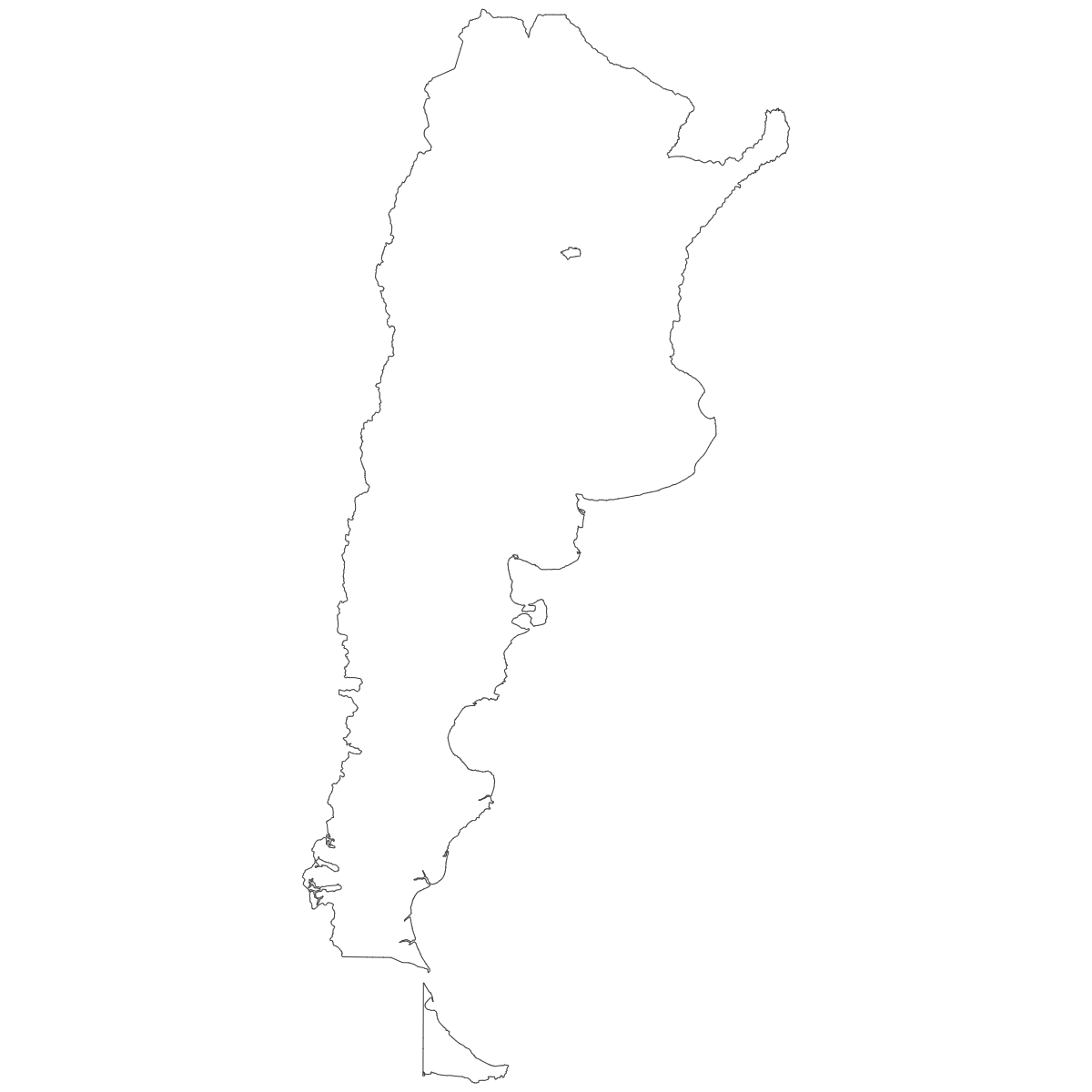 Outline Map of Argentina Provinces