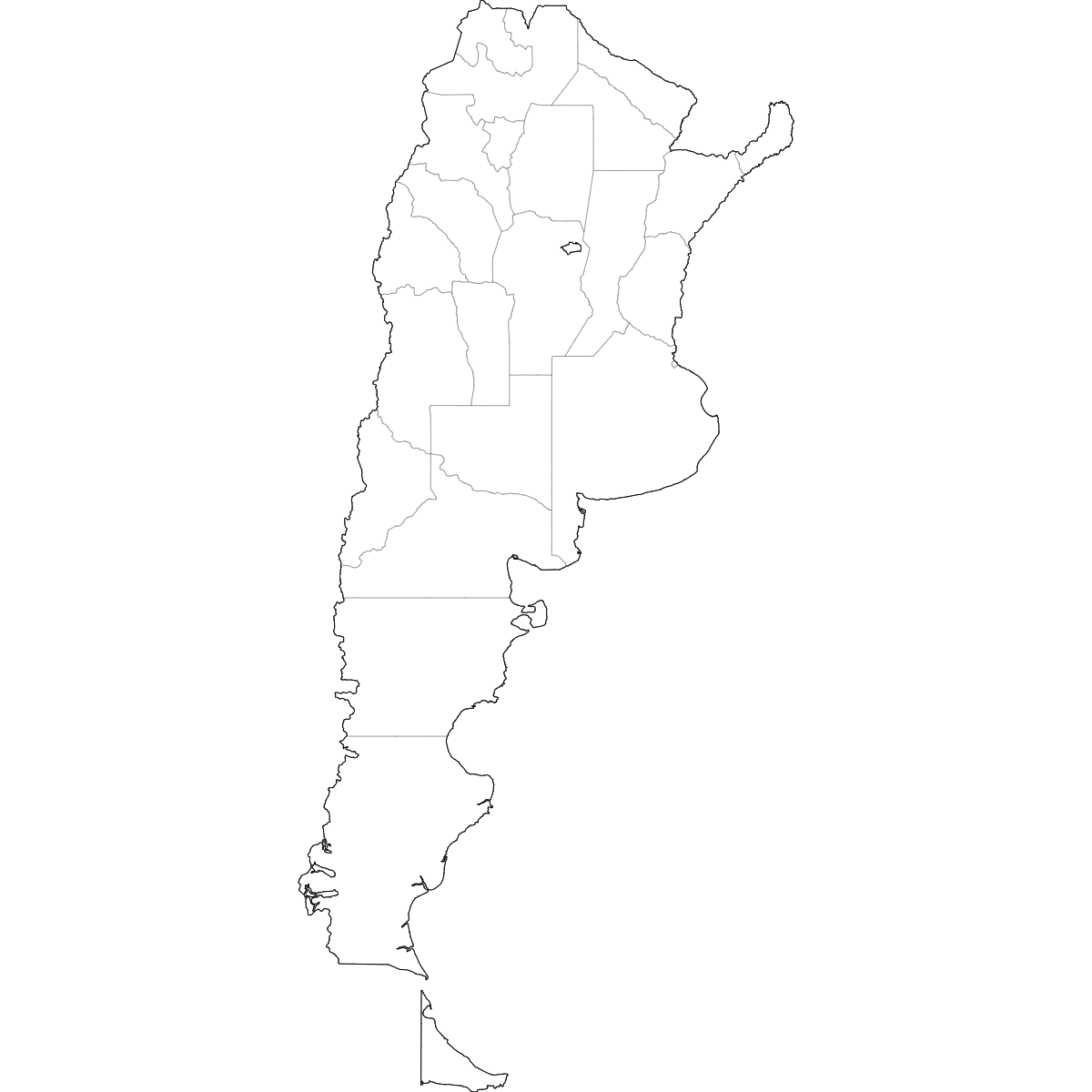 Wireframe Map of Argentina Provinces