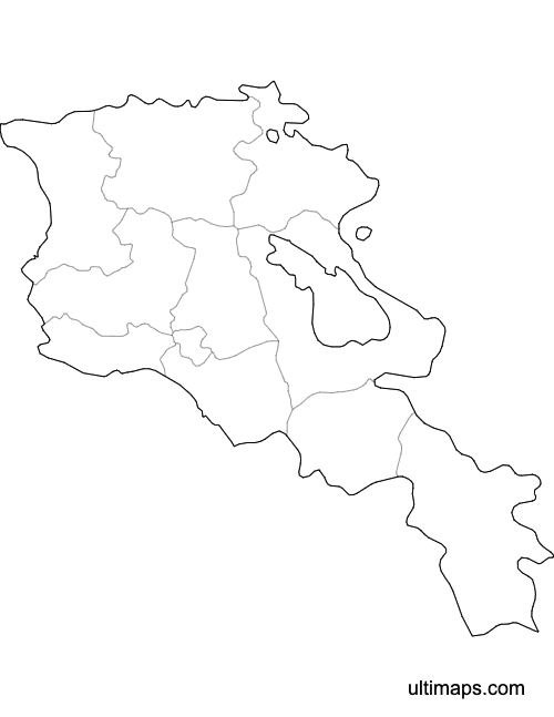 Preview of Blank Armenia Map with Provinces (Letter)