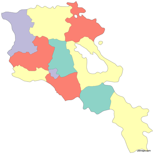Preview of Colored Armenia Map with Provinces