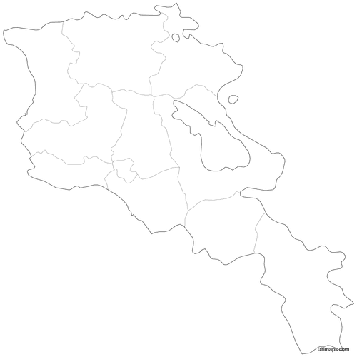 Preview of Outlined Armenia Map with Provinces