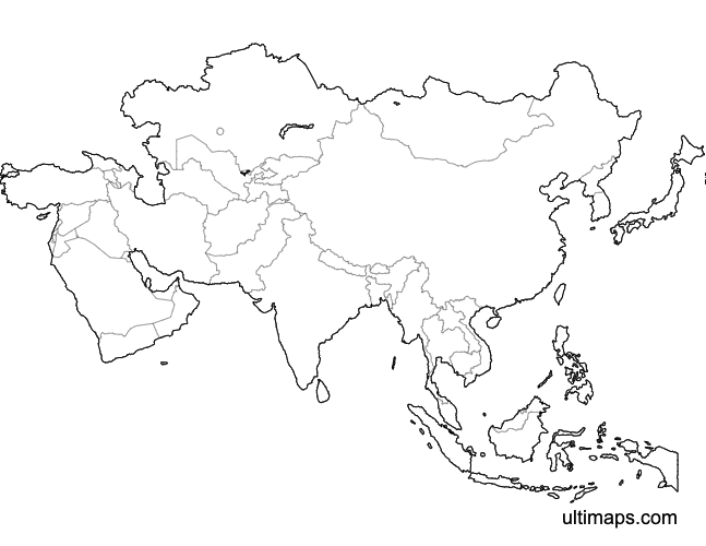Preview of Blank Map of Asia (A4)