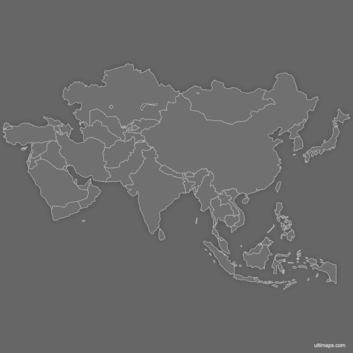 Preview of Blank Map of Asia (Dark)