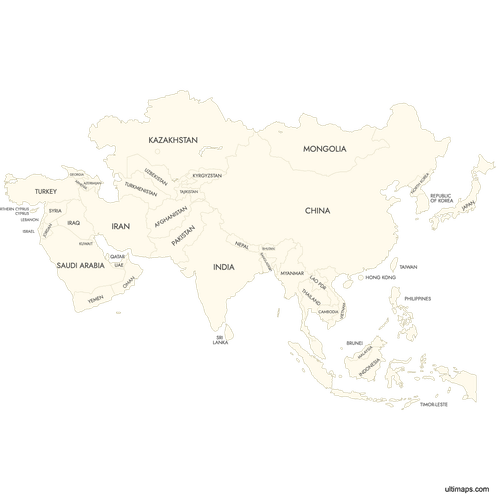 Preview of Labeled Map of Asia