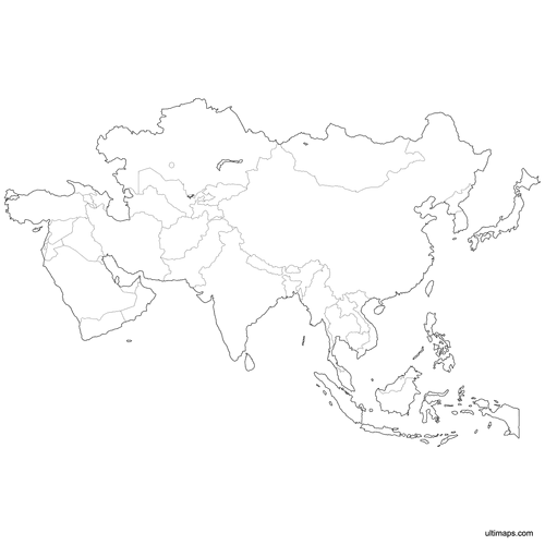 Preview of Outlined Map of Asia