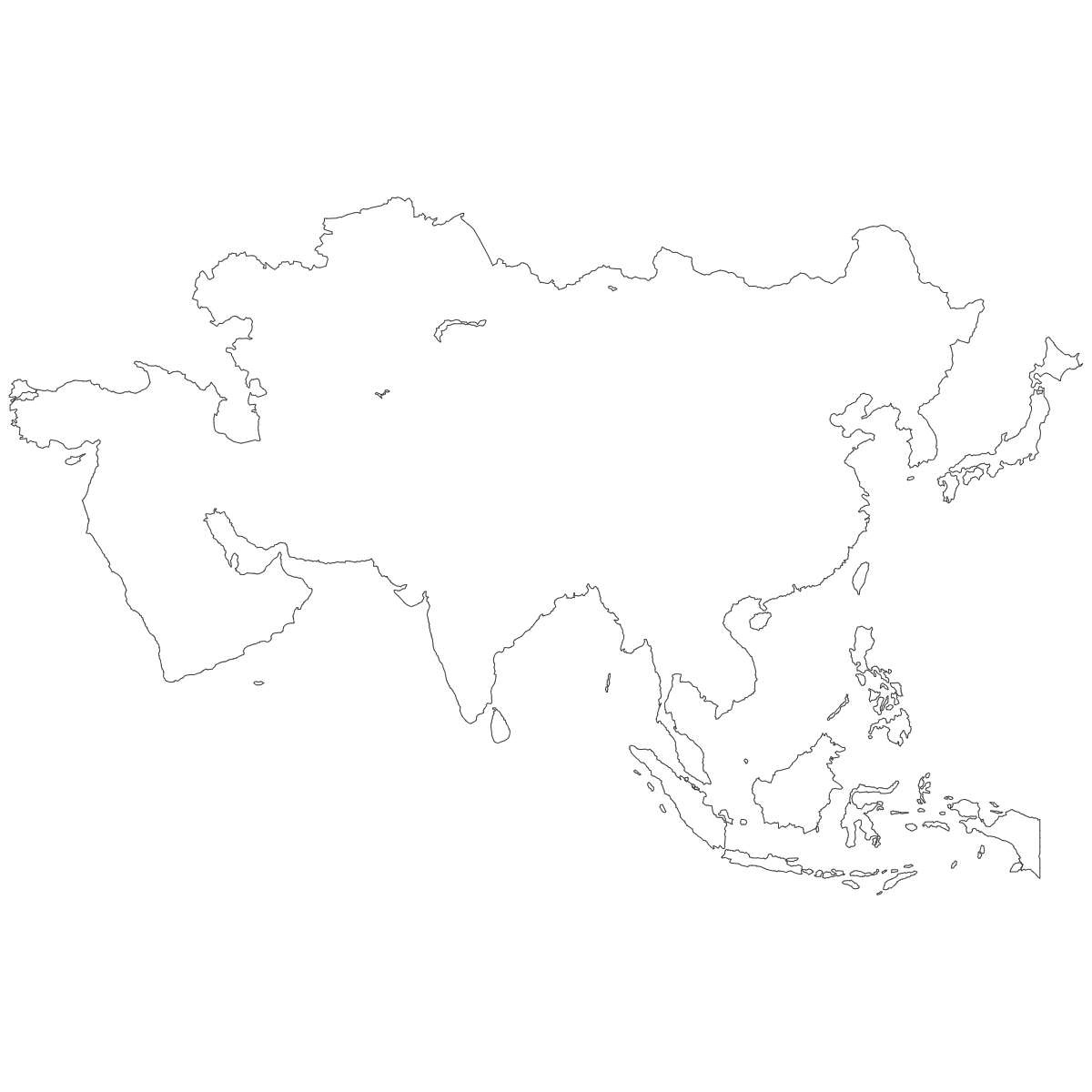 Outline Map of Asia
