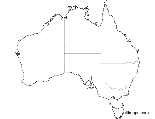 Preview of Blank Map of Australia States (A4)