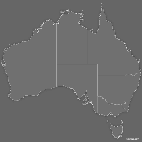 Preview of Blank Map of Australia (Dark)