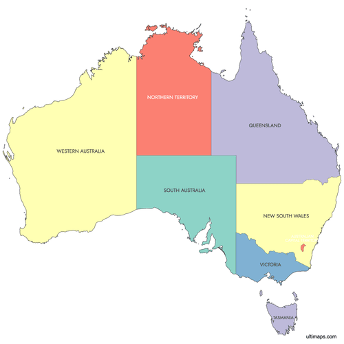 Preview of Labeled Map of Australia