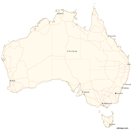 Preview of Map of Australia with Cities