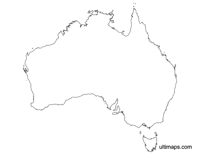 Preview of Outline Map of Australia States (Letter)