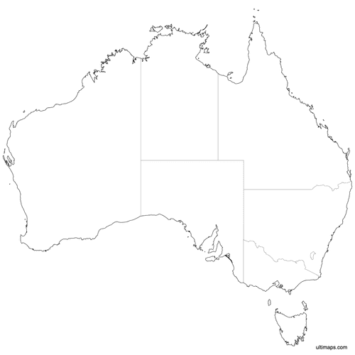 Preview of Outlined Map of Australia