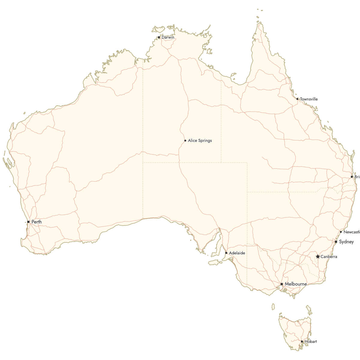 Custom Map of Australia with Cities