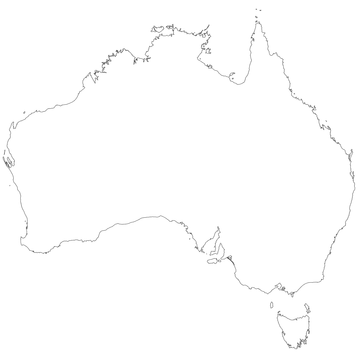Outline Map of Australia States