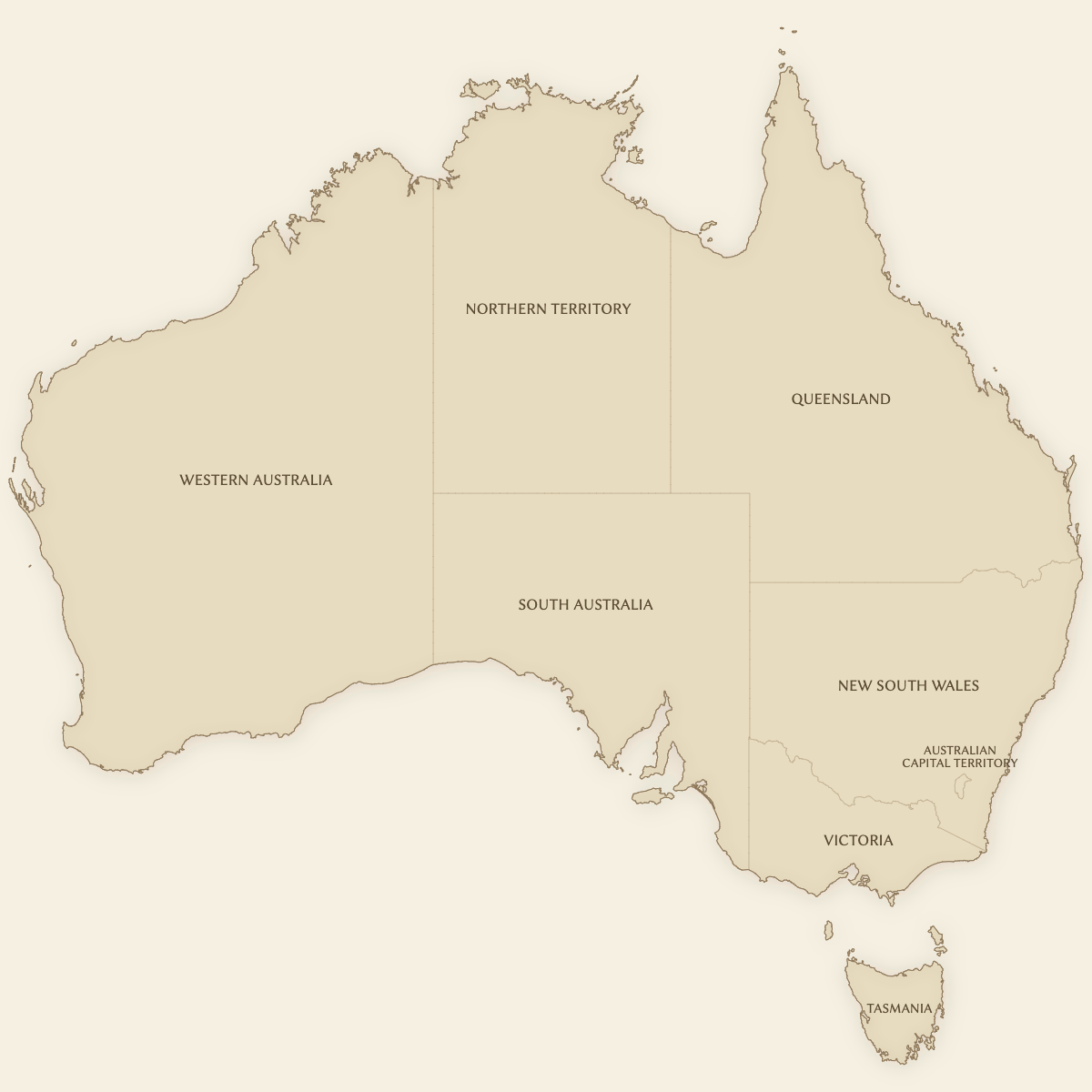 Styled Map of Australia States (Vintage Theme)