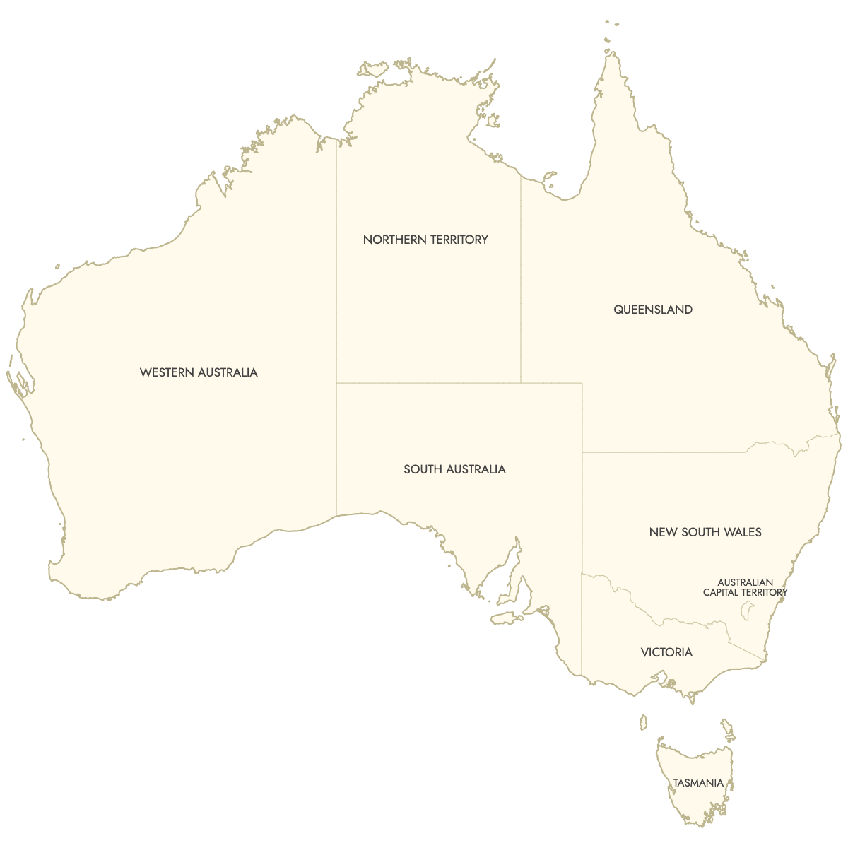 Unstyled Map of Australia With Labels
