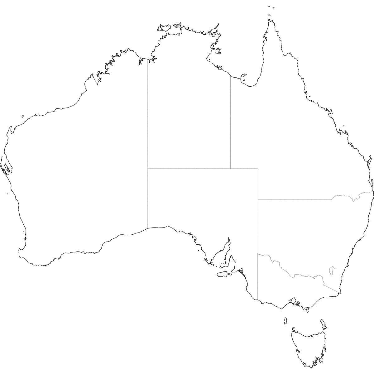 Wireframe Map of Australia States