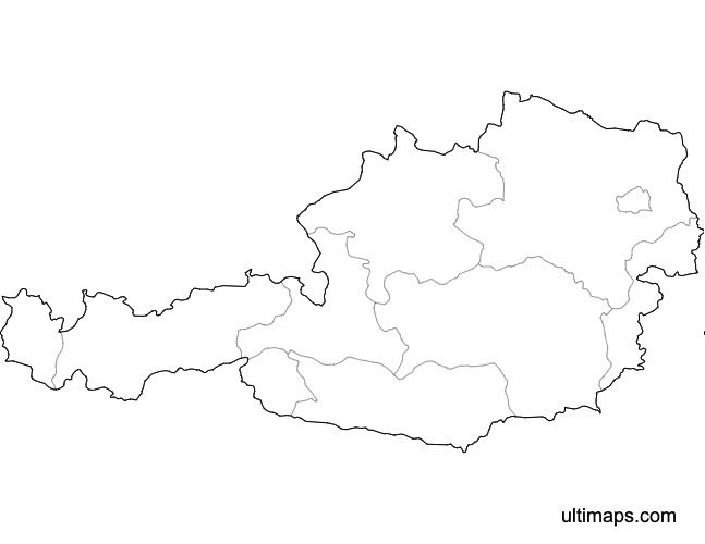 Preview of Blank Map of Austria States (A4)