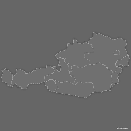 Preview of Blank Map of Austria States (Dark)