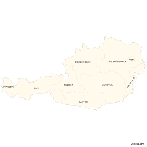 Preview of Labeled Map of Austria States