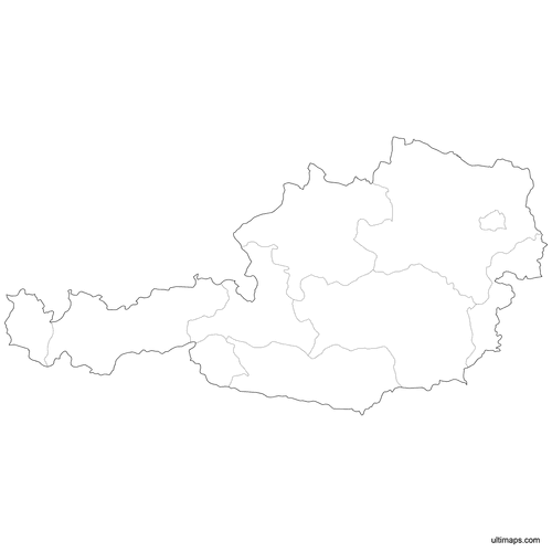 Preview of Outlined Map of Austria States