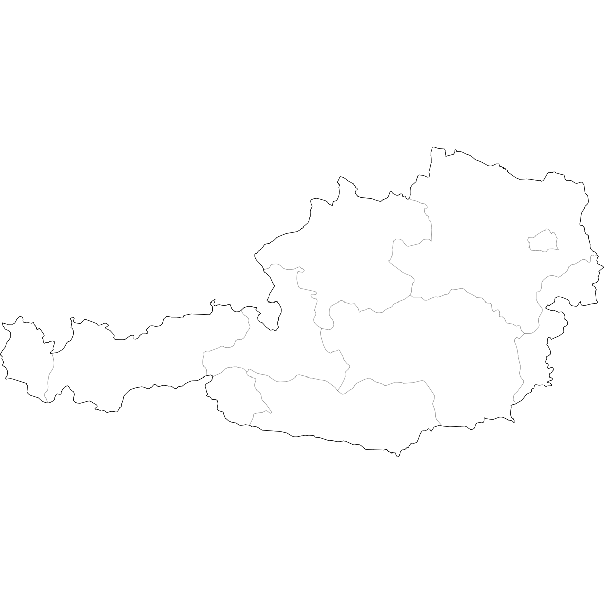 Wireframe Map of Austria States
