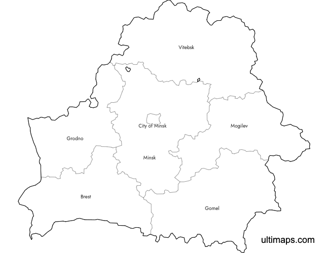 Preview of Labeled Map of Belarus Regions (Letter)