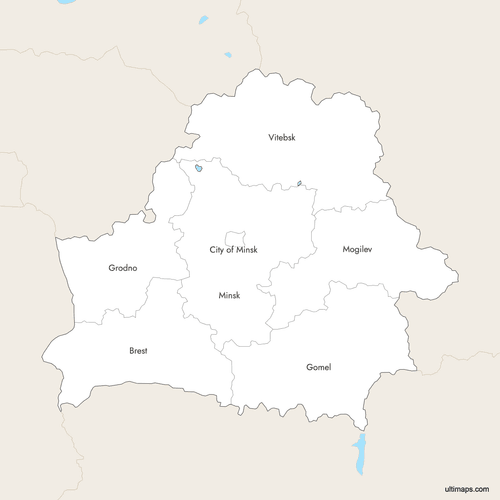 Preview of Labeled Map of Belarus Regions with Surrounding Areas