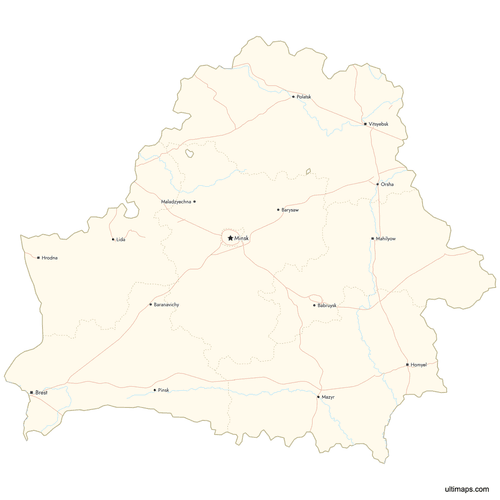 Preview of Map of Belarus Regions with Cities