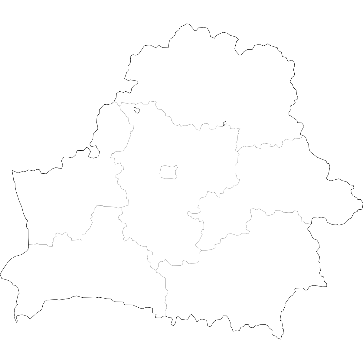 Wireframe Map of Belarus Regions